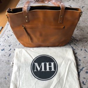 Leather Tote with Laptop Sleeve